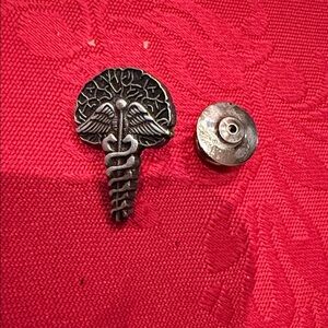 Silver Caduceus Brooch